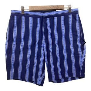 International Concepts Shorts Mens Size 32 Blue Striped Cotton 4 Pockets